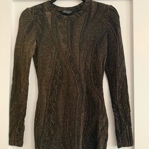 Torn by Ronny kobo metallic long sleeve mini